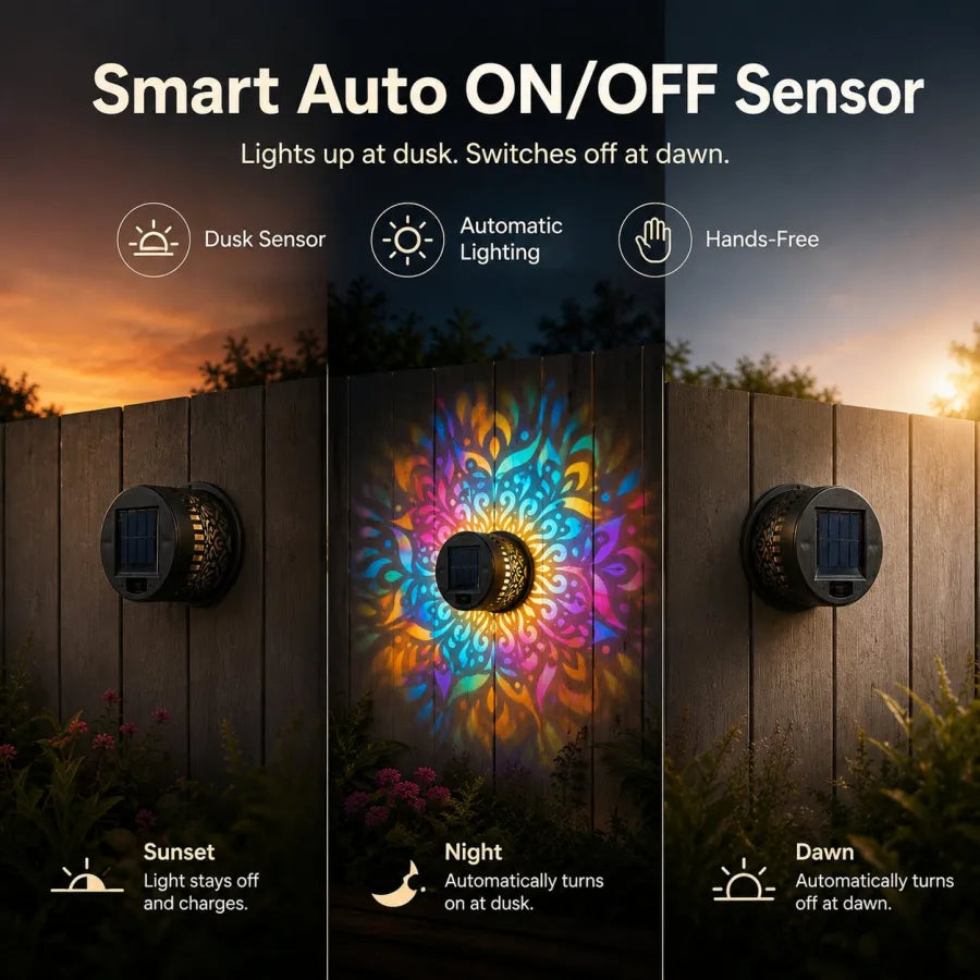 🔥Limited 50% OFF🔥Solar Mandala Projector Light Patio Ambient Decor