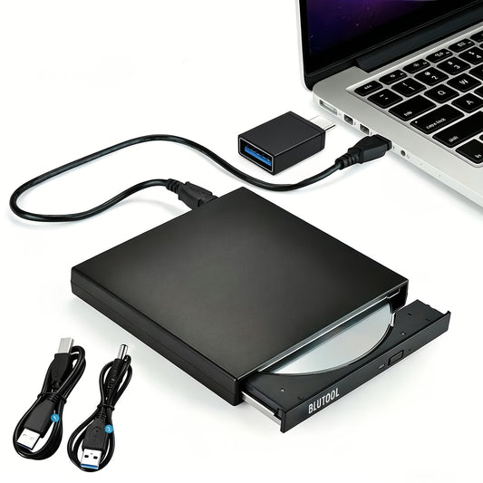 Portable External CD/DVD Drive | USB CD-RW Burner & DVD Reader for Laptop
