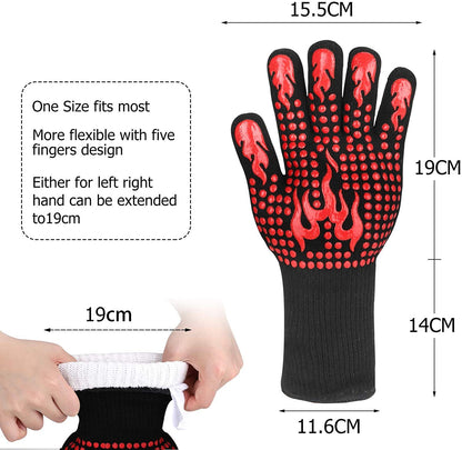 1472°F Extreme Heat Resistant BBQ Gloves | Premium Aramid Grilling, Smoker & Oven Mitts
