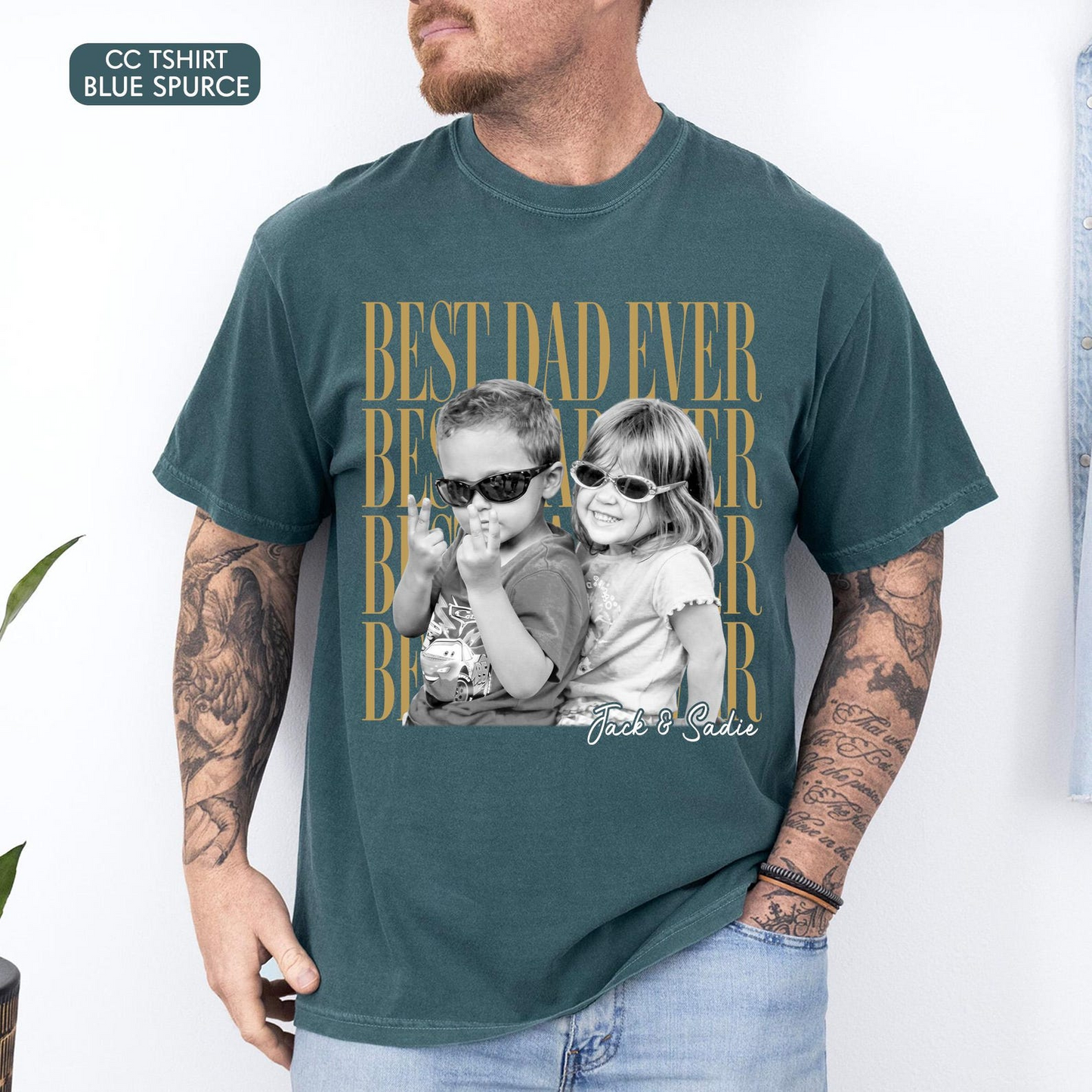 Custom Dad Vintage Photo Shirt: Personalized Fathers Day Shirt With Kids Photo, Funny Dad Shirt, Best Dad Ever Shirt, New Dad Gift