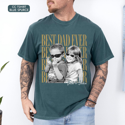 Custom Dad Vintage Photo Shirt: Personalized Fathers Day Shirt With Kids Photo, Funny Dad Shirt, Best Dad Ever Shirt, New Dad Gift