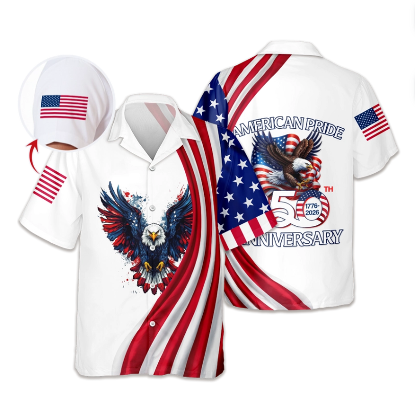 Custom Name American Pride Patriotic 250th Anniversary Eagle Hawaii Shirt