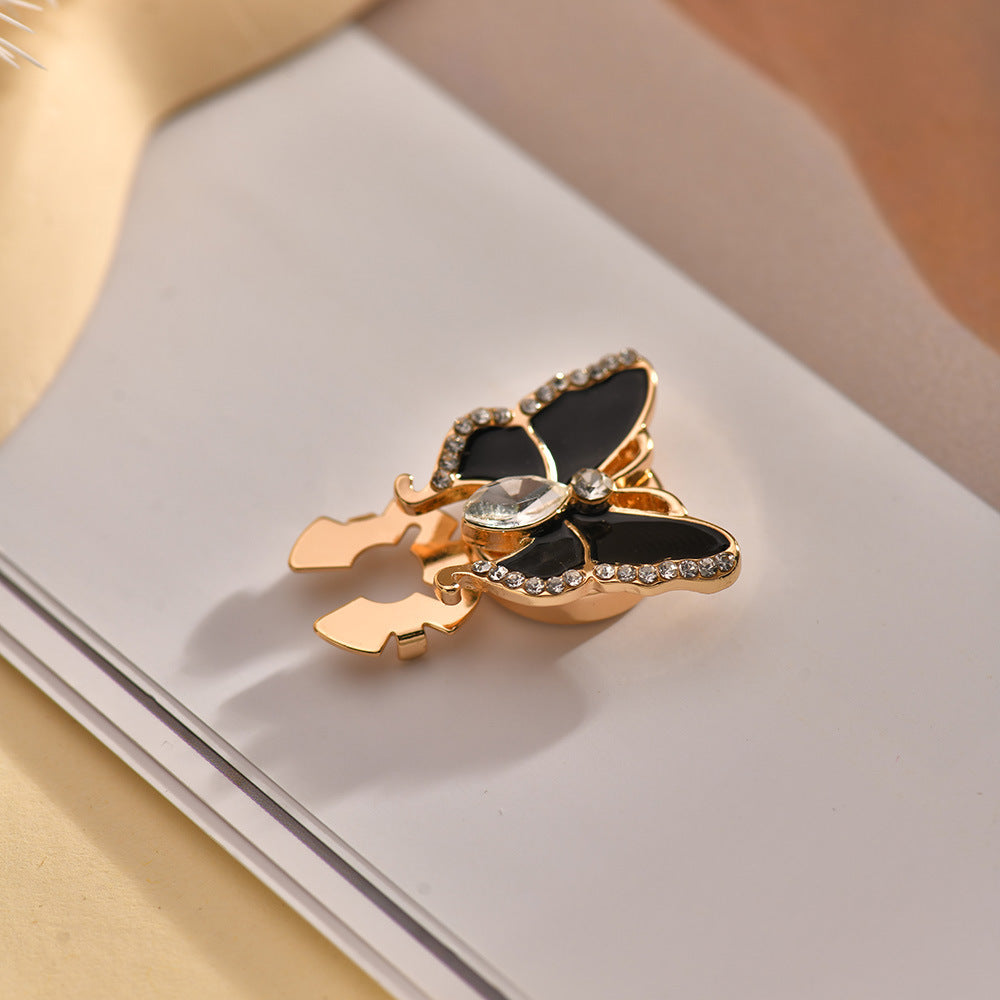 ✨ 3D Crystal Butterfly Cufflinks for Women | Elegant Rhinestone Shirt Collar Pin & Cuff Studs