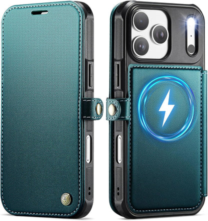 Premium Leather Wallet Folio Case with MagSafe for iPhone 16 Pro Max