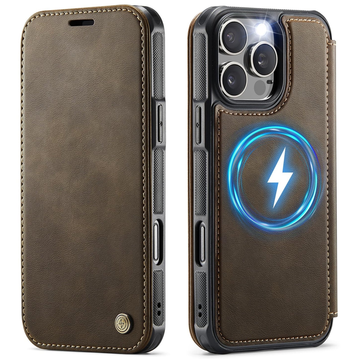 Premium Leather Wallet Folio Case with MagSafe for iPhone 16 Pro Max