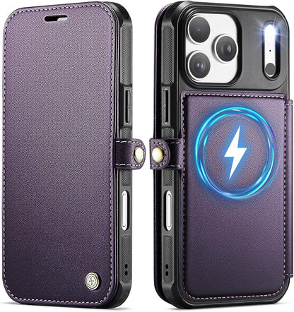 Premium Leather Wallet Folio Case with MagSafe for iPhone 16 Pro Max