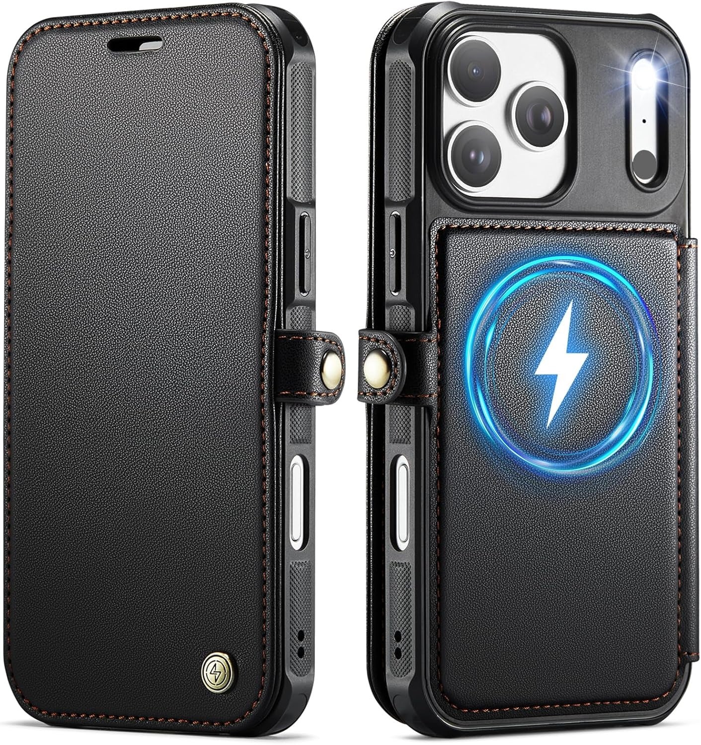 Premium Leather Wallet Folio Case with MagSafe for iPhone 16 Pro Max