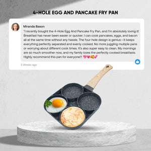 4 Holes Egg Fry Pan Pancake Maker Non-stick Egg Hamburger Pan W/ Wooden Handle