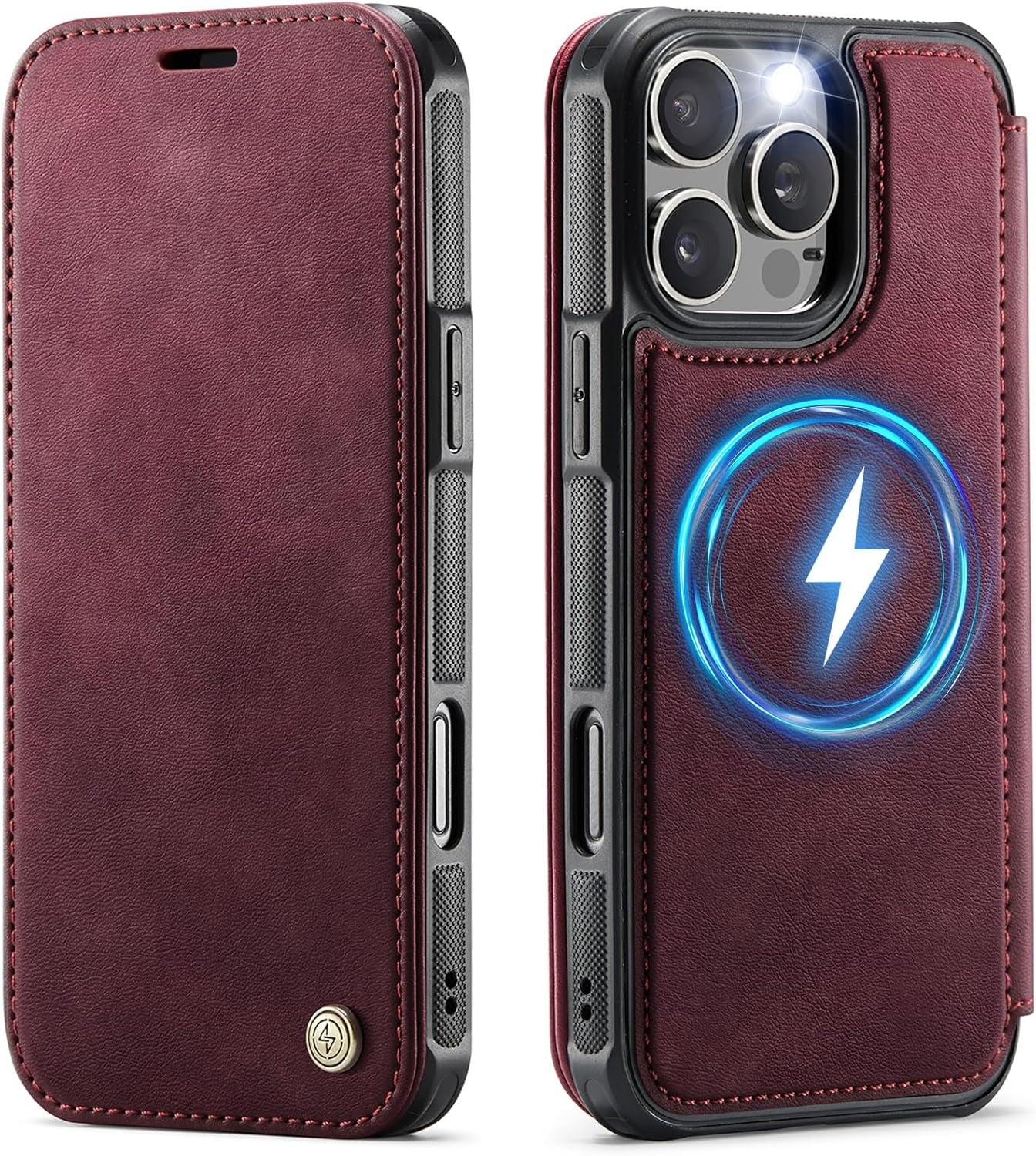 Premium Leather Wallet Folio Case with MagSafe for iPhone 16 Pro Max