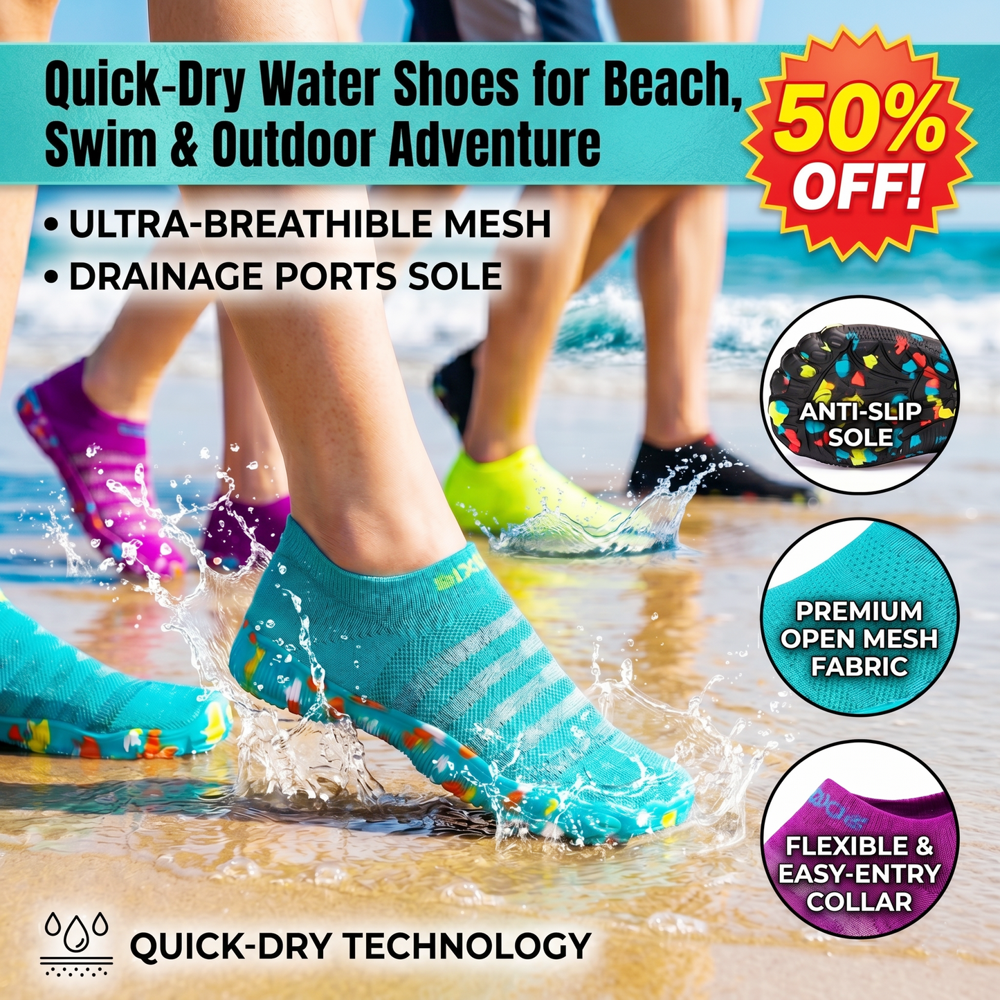 Quick-Dry Water Shoes for Beach, Swim & Outdoor Adventure