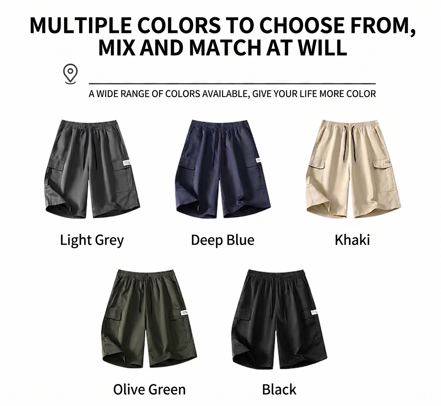50% Off！Men’s Summer Quick‑Dry Cargo Shorts Loose Fit Knee Length