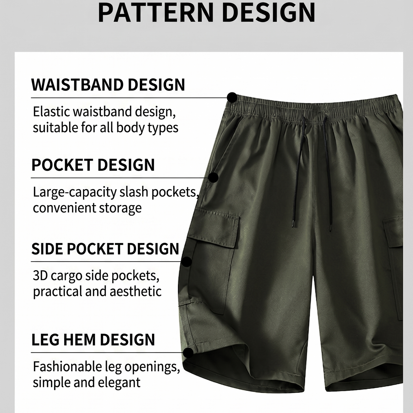 50% Off！Men’s Summer Quick‑Dry Cargo Shorts Loose Fit Knee Length