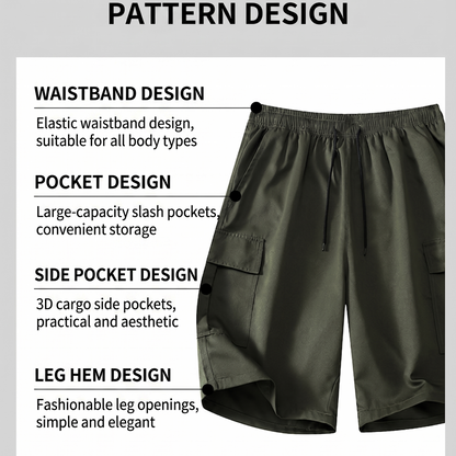 50% Off！Men’s Summer Quick‑Dry Cargo Shorts Loose Fit Knee Length