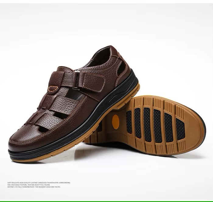 🎁50% OFF🎁Men’s Closed Toe Shock Leather Sandals – Comfort Meets Craftsmanship