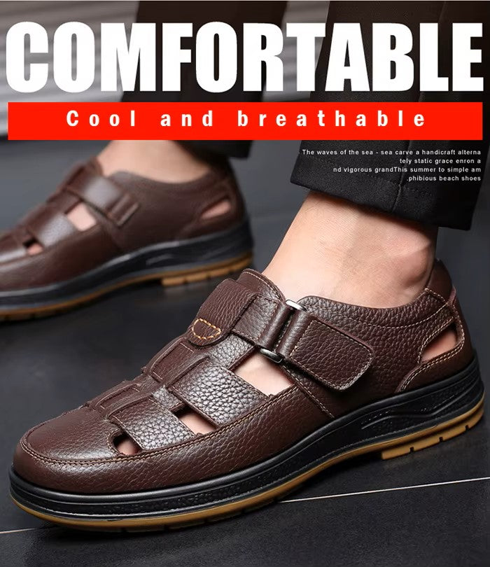 🎁50% OFF🎁Men’s Closed Toe Shock Leather Sandals – Comfort Meets Craftsmanship