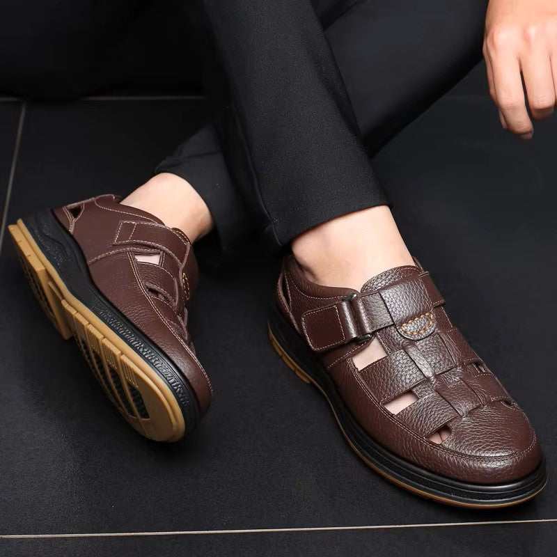 🎁50% OFF🎁Men’s Closed Toe Shock Leather Sandals – Comfort Meets Craftsmanship