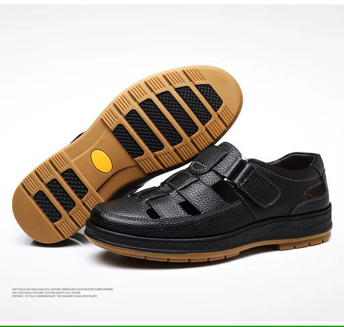 🎁50% OFF🎁Men’s Closed Toe Shock Leather Sandals – Comfort Meets Craftsmanship