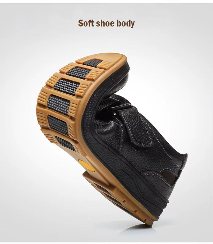 🎁50% OFF🎁Men’s Closed Toe Shock Leather Sandals – Comfort Meets Craftsmanship