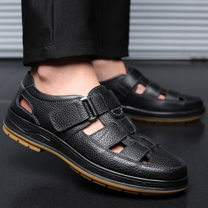 🎁50% OFF🎁Men’s Closed Toe Shock Leather Sandals – Comfort Meets Craftsmanship