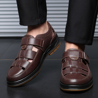 🎁50% OFF🎁Men’s Closed Toe Shock Leather Sandals – Comfort Meets Craftsmanship