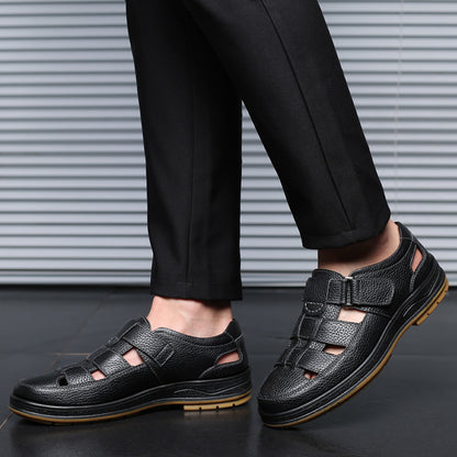 🎁50% OFF🎁Men’s Closed Toe Shock Leather Sandals – Comfort Meets Craftsmanship