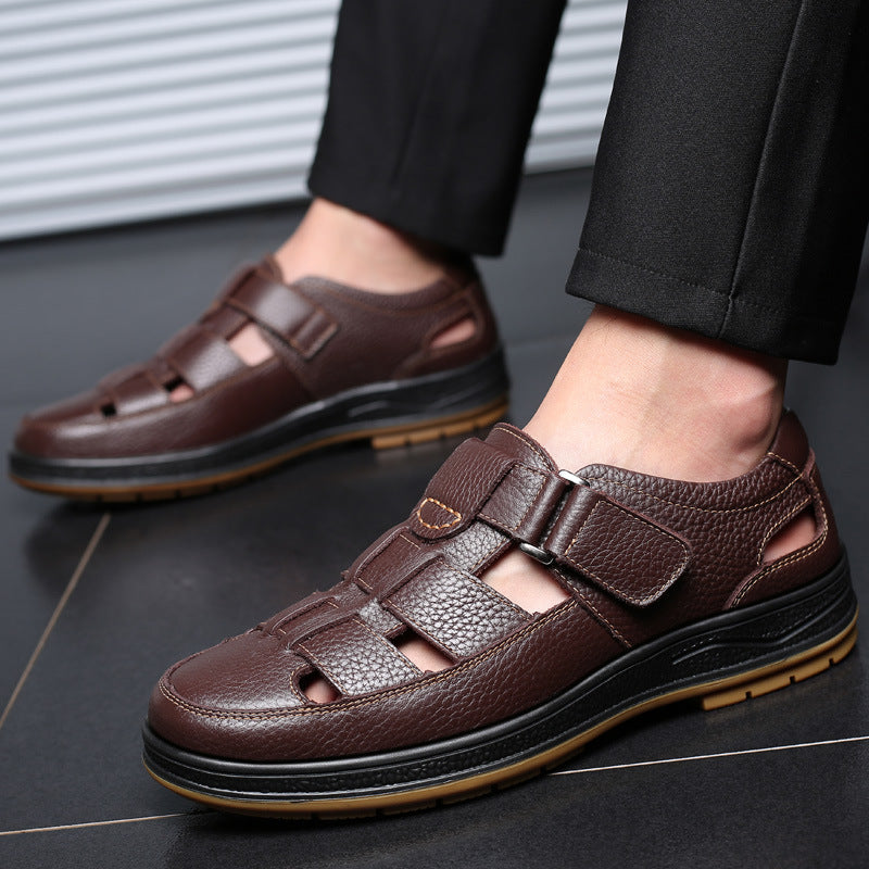 🎁50% OFF🎁Men’s Closed Toe Shock Leather Sandals – Comfort Meets Craftsmanship