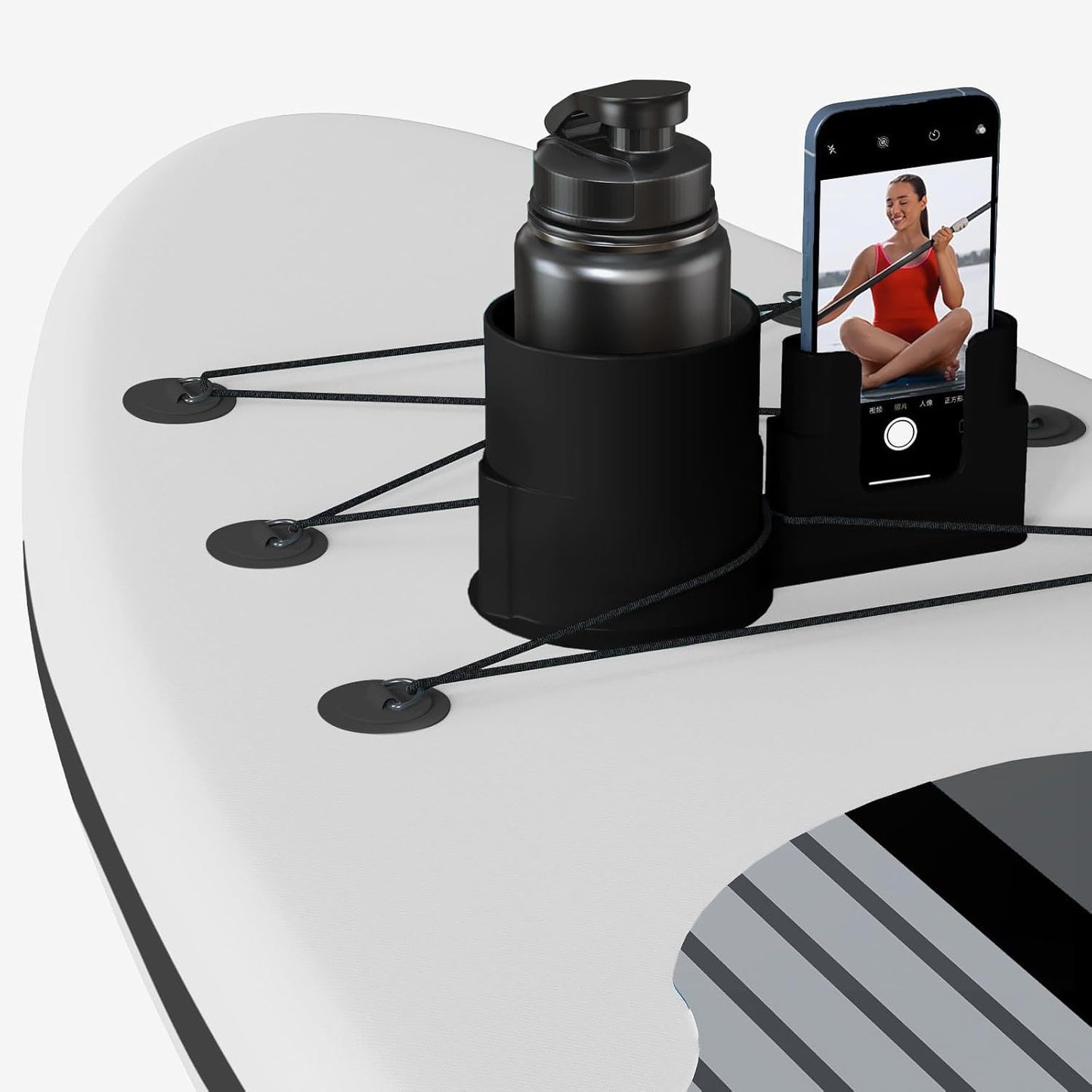🌊 Universal SUP & Kayak Drink Holder | Waterproof PVC Bungee Mount Carrier for Phone & Drinks