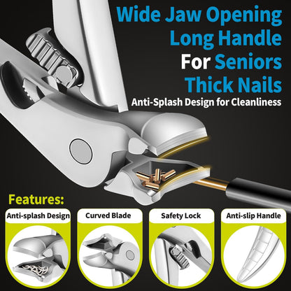 🏆35K+ SOLD! 🥳✂️ Black Curved Nail Clipper – Ergonomic & Easy for Seniors 🖤🎖️
