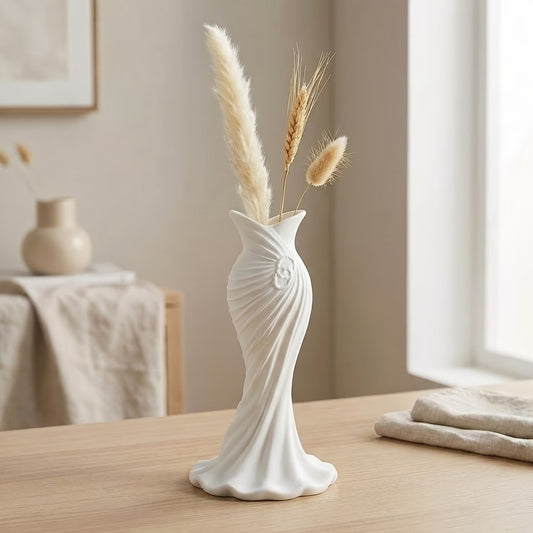 Elegant 3D Printed Sculptural Vase | Modern Draped Silhouette Centerpiece for Home Decor