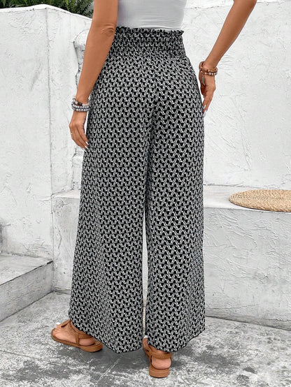 Lightweight Flowing Casual Wear Leg Trousers with Elastic Waist