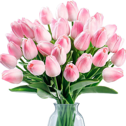 18-Stem Artificial Tulip Bouquet | Vibrant Faux Flowers for Home & Porch