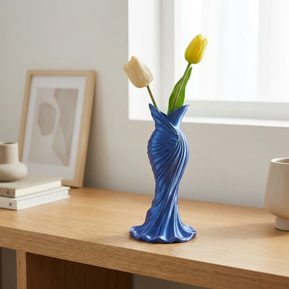 Elegant 3D Printed Sculptural Vase | Modern Draped Silhouette Centerpiece for Home Decor