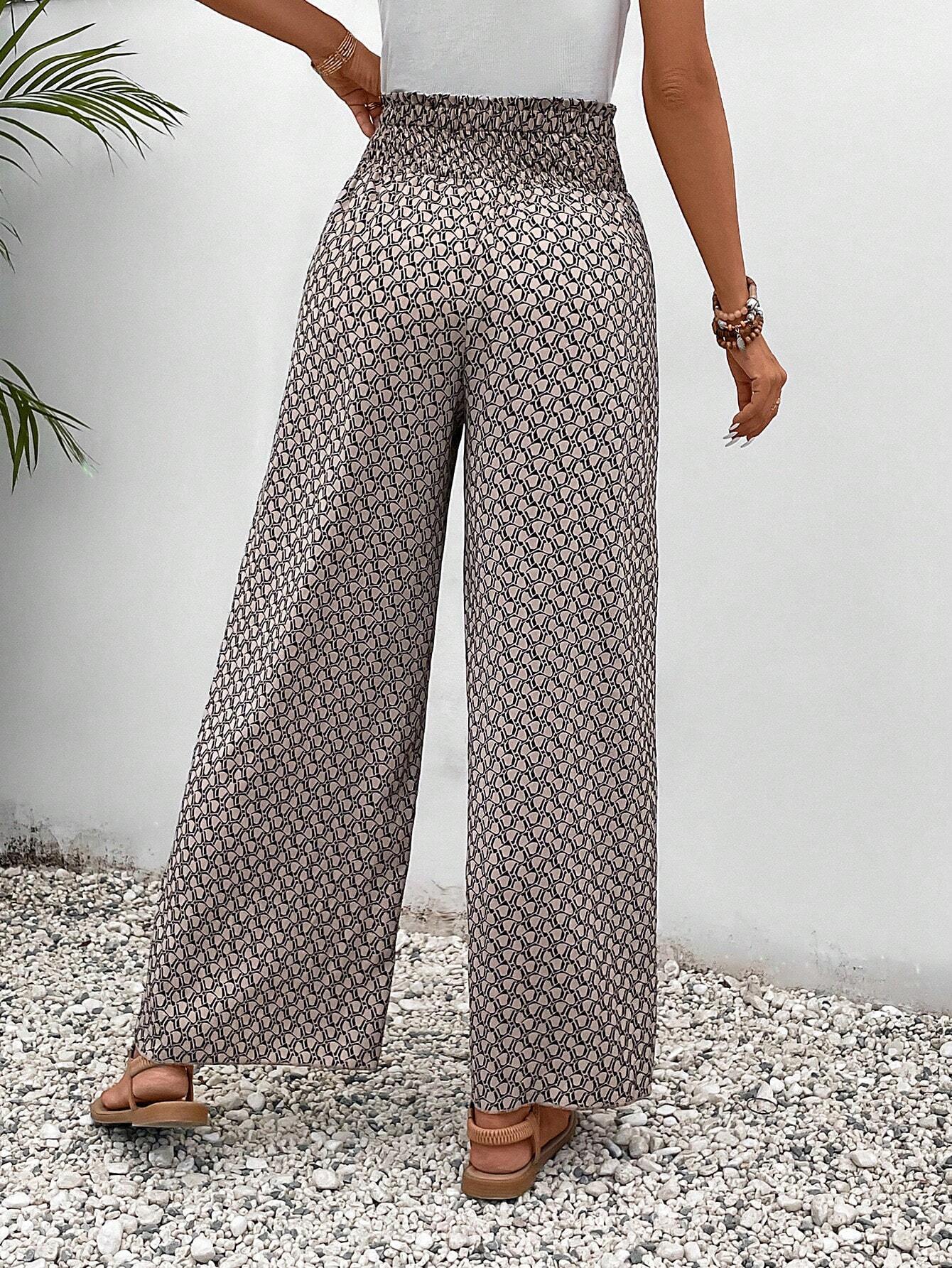 Lightweight Flowing Casual Wear Leg Trousers with Elastic Waist
