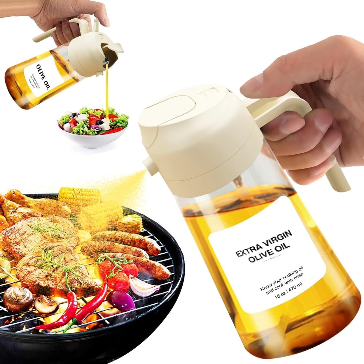💕2 in 1 Glass Oil Sprayer & Dispenser