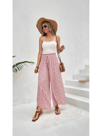Lightweight Flowing Casual Wear Leg Trousers with Elastic Waist