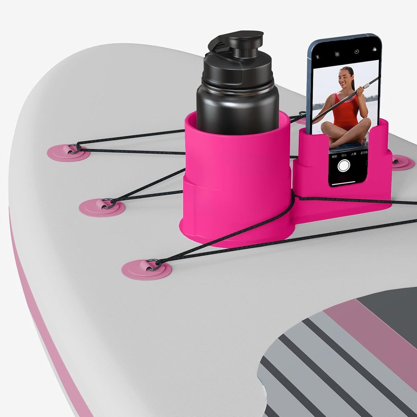 🌊 Universal SUP & Kayak Drink Holder | Waterproof PVC Bungee Mount Carrier for Phone & Drinks
