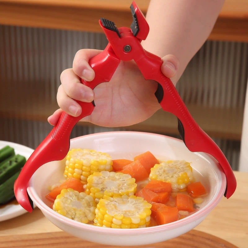 Three-in-one anti-scald and anti-slip kitchen heatproof tray and bowl holder gadget