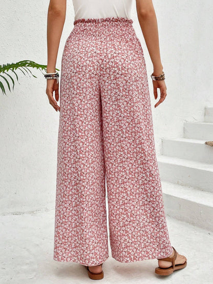 Lightweight Flowing Casual Wear Leg Trousers with Elastic Waist