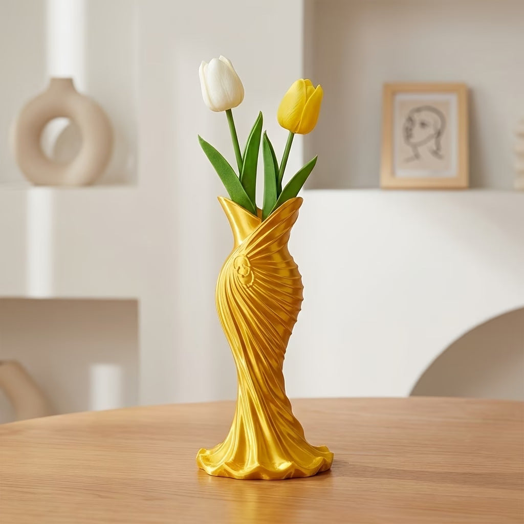 Elegant 3D Printed Sculptural Vase | Modern Draped Silhouette Centerpiece for Home Decor