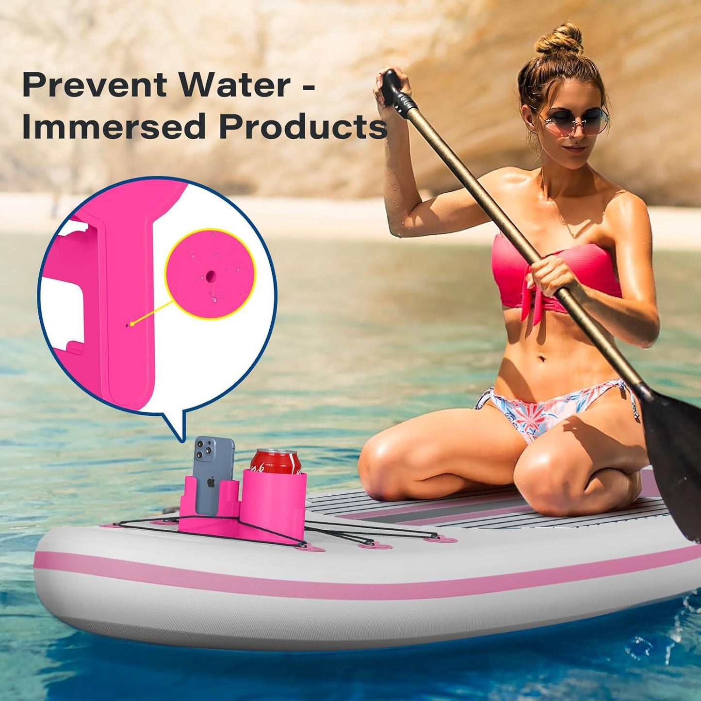 🌊 Universal SUP & Kayak Drink Holder | Waterproof PVC Bungee Mount Carrier for Phone & Drinks