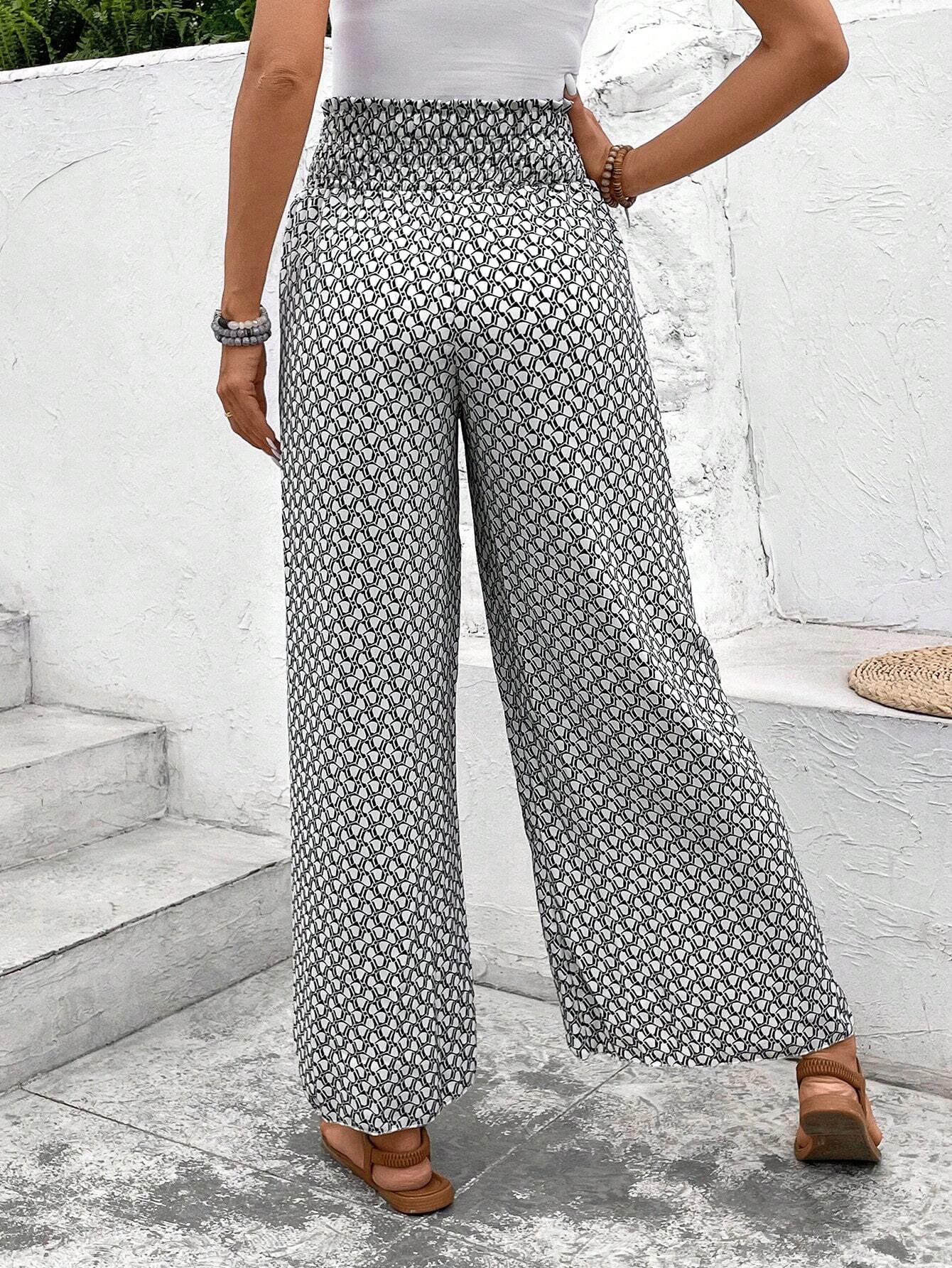 Lightweight Flowing Casual Wear Leg Trousers with Elastic Waist