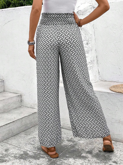 Lightweight Flowing Casual Wear Leg Trousers with Elastic Waist