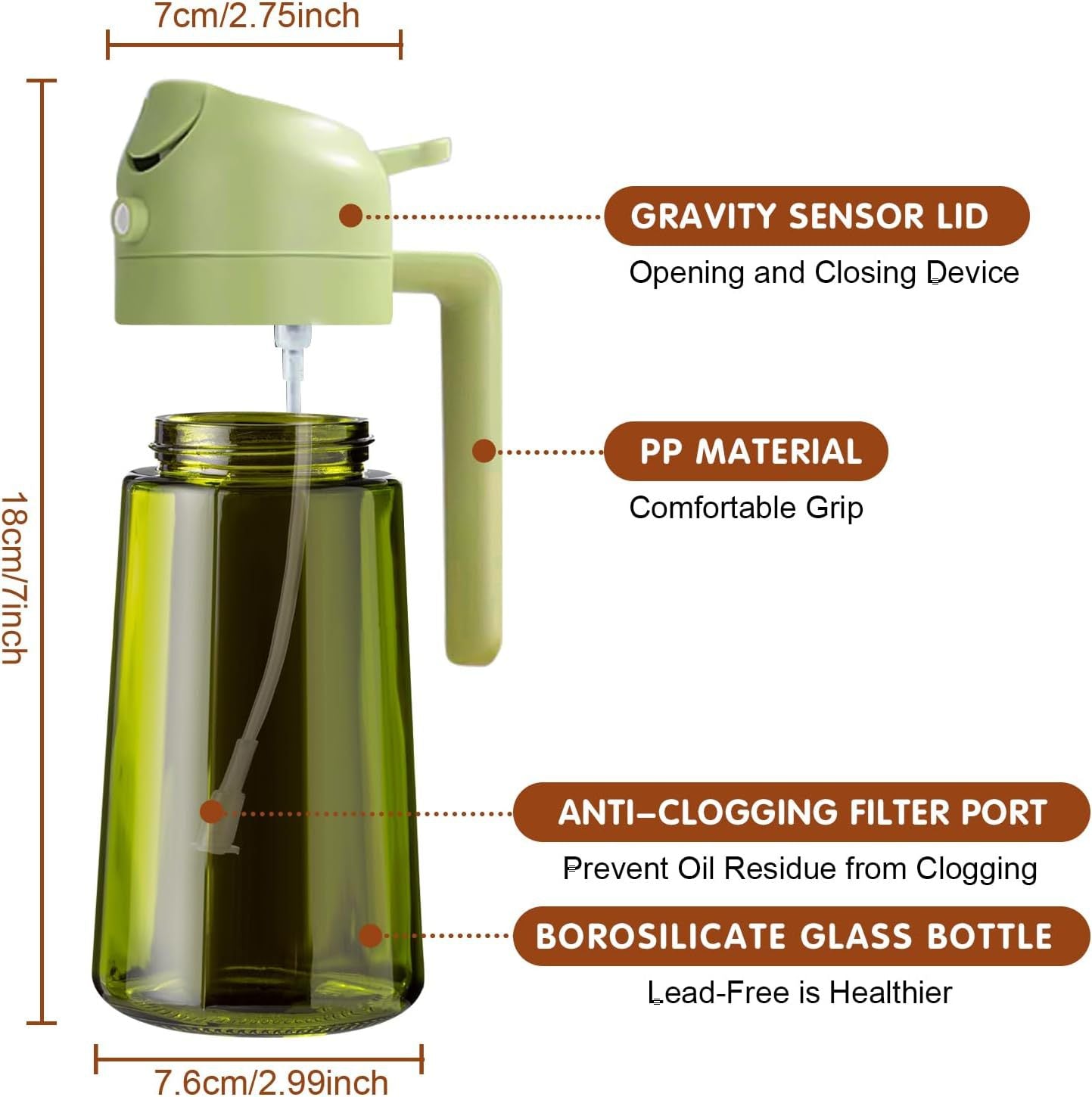 💕2 in 1 Glass Oil Sprayer & Dispenser