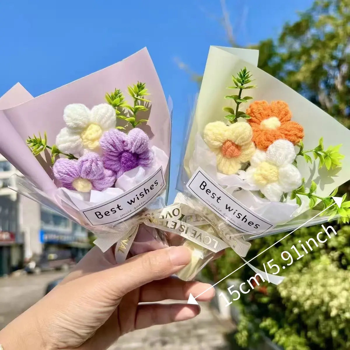✨ Handmade Crochet Mini Flower Bouquet | Eternal Floral Gift & Emotional Support Decor