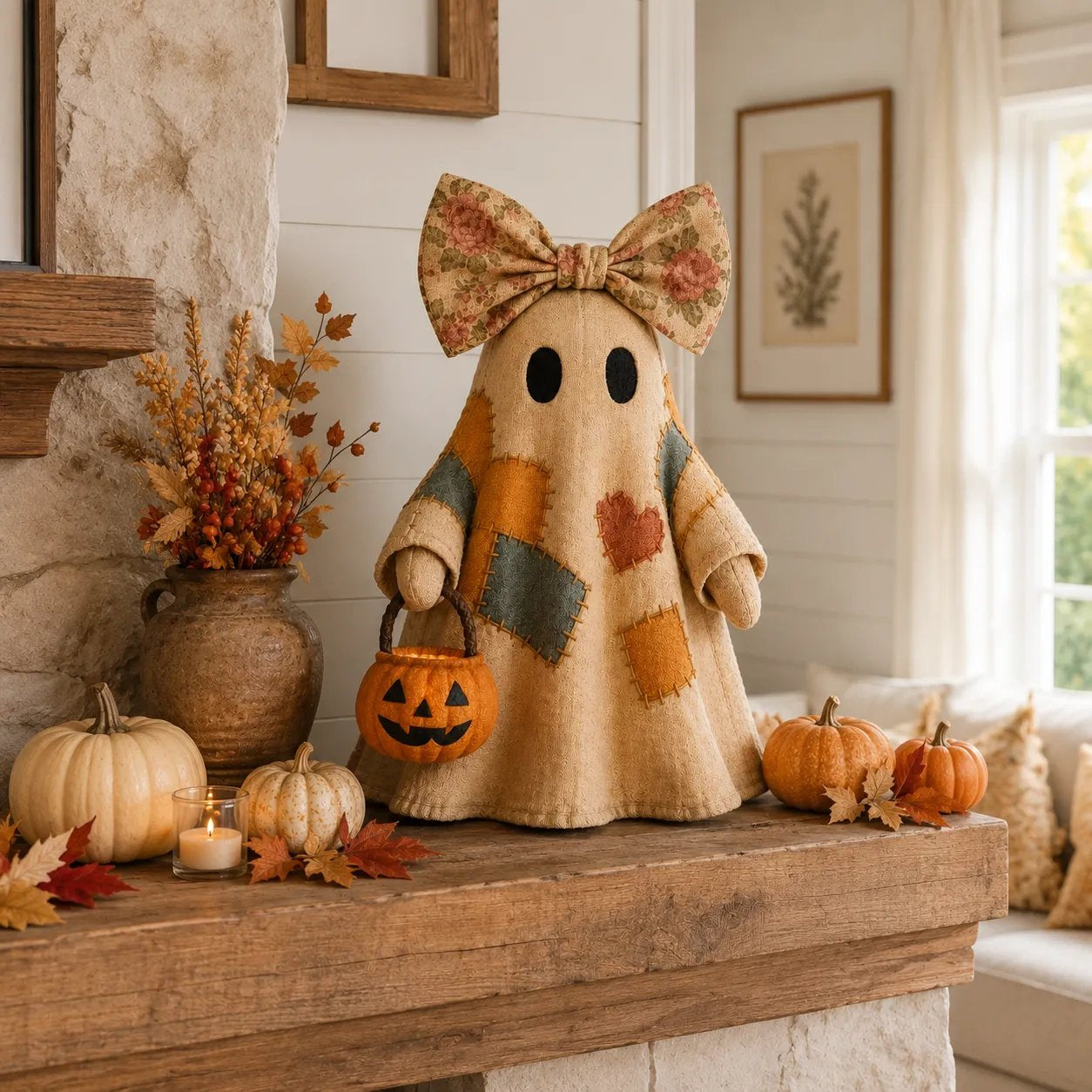 Lighted Vintage Patchwork Ghost 👻  Free Shipping