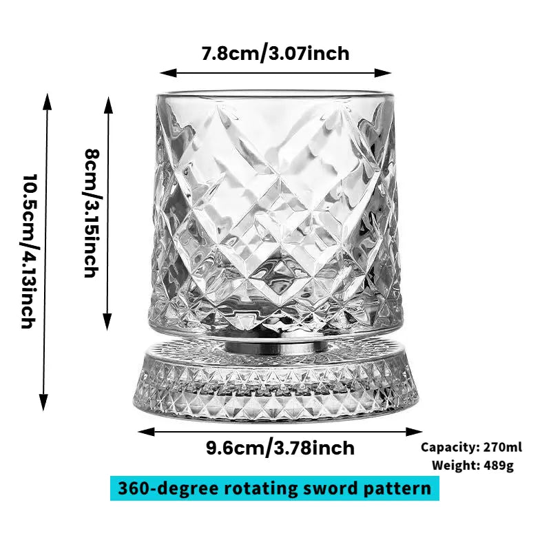 Luxury 360° Spinning Whiskey Glass | Star-Cut Heavy Tumbler for Tasting & Stress Relief