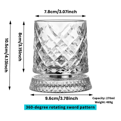 Luxury 360° Spinning Whiskey Glass | Star-Cut Heavy Tumbler for Tasting & Stress Relief