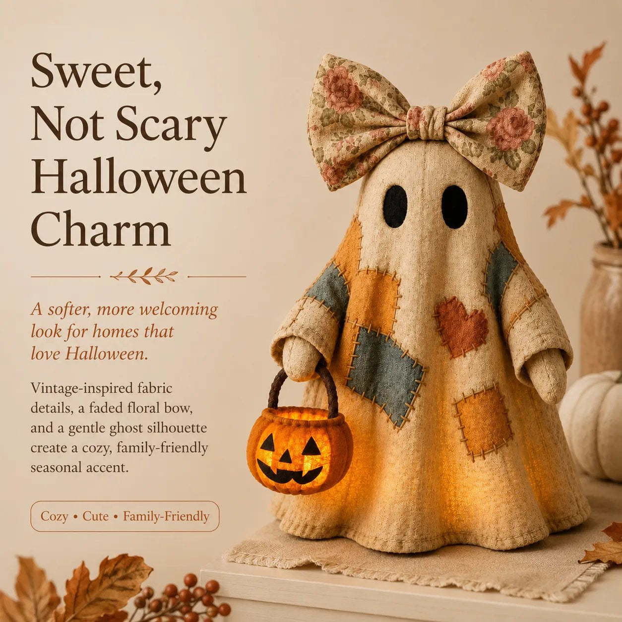 Lighted Vintage Patchwork Ghost 👻  Free Shipping