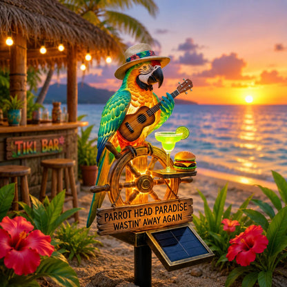 🔥Hot Sale 50% off 🌴 Solar Parrot Statue Light – Hawaiian Luau Tropical Garden Decor