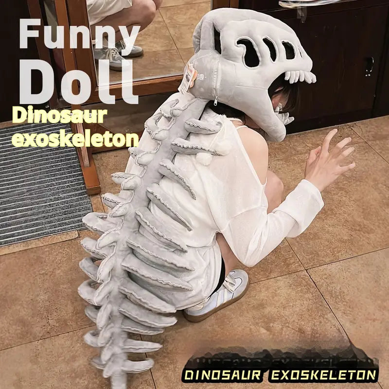 🦖 Funny Wearable Dinosaur Skeleton Plush | 3D T-Rex Fossil Hat & Tail Cozy Costume